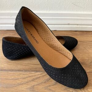 Lucky Brand Black Perforated Ballet Flats | Leather | Size 7